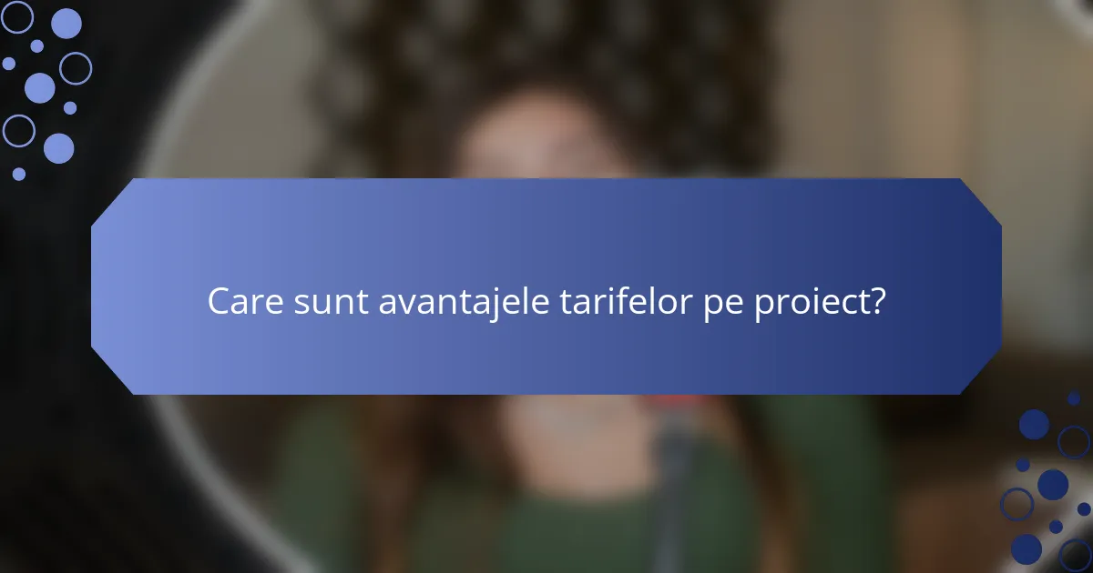 Care sunt avantajele tarifelor pe proiect?