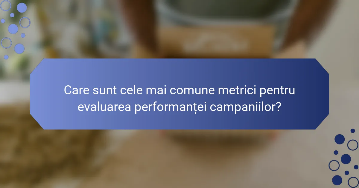 Care sunt cele mai comune metrici pentru evaluarea performanței campaniilor?