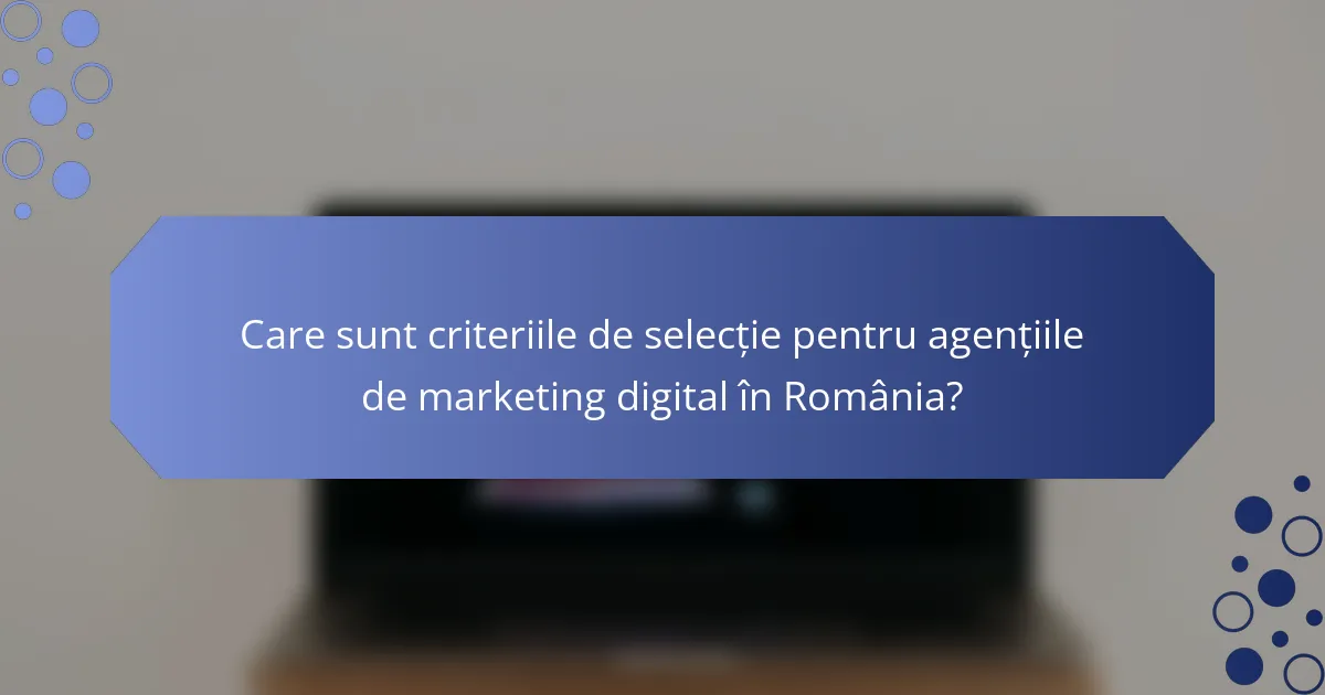 Care sunt criteriile de selecție pentru agențiile de marketing digital în România?