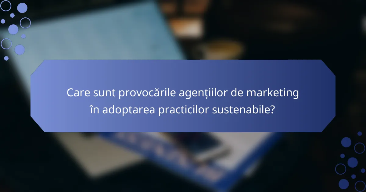 Care sunt provocările agențiilor de marketing în adoptarea practicilor sustenabile?