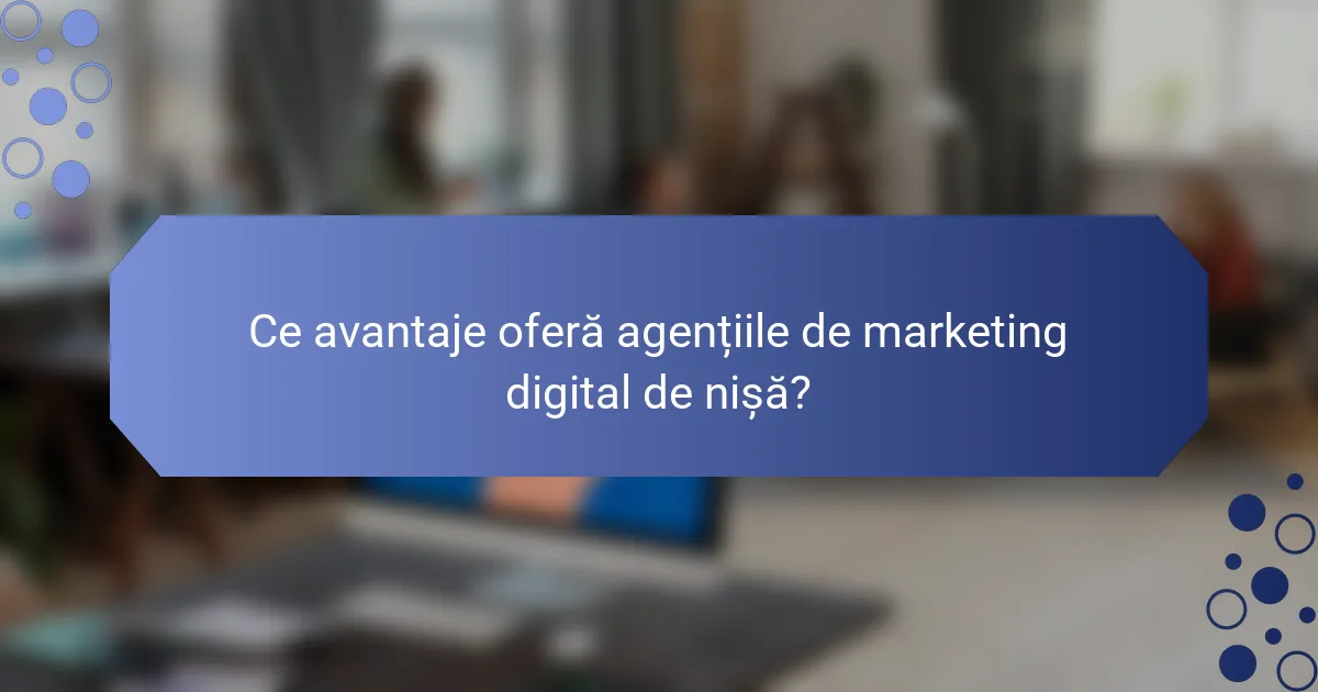 Ce avantaje oferă agențiile de marketing digital de nișă?
