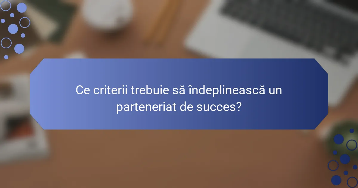 Ce criterii trebuie să îndeplinească un parteneriat de succes?
