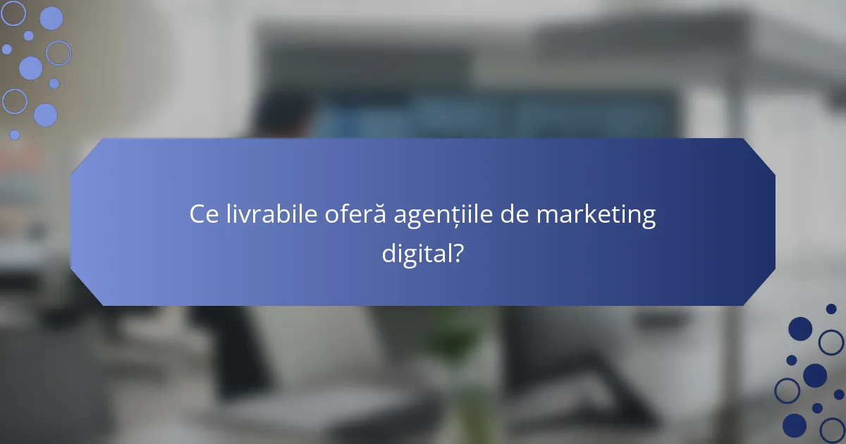 Ce livrabile oferă agențiile de marketing digital?
