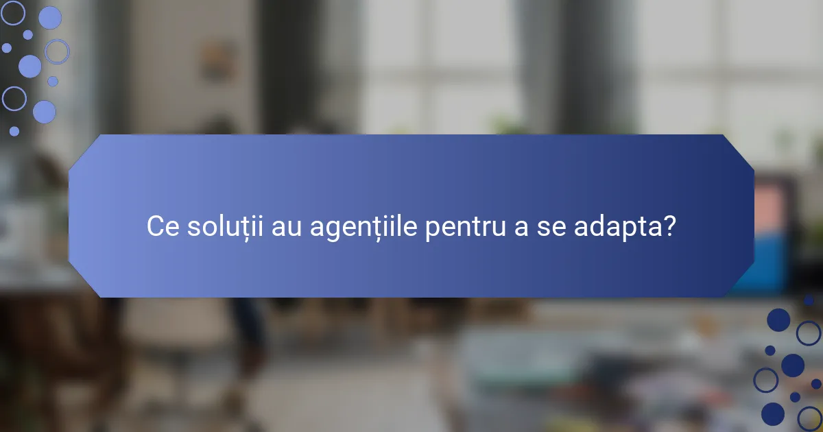 Ce soluții au agențiile pentru a se adapta?