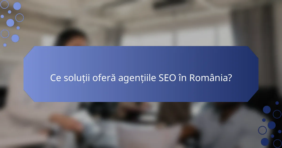 Ce soluții oferă agențiile SEO în România?