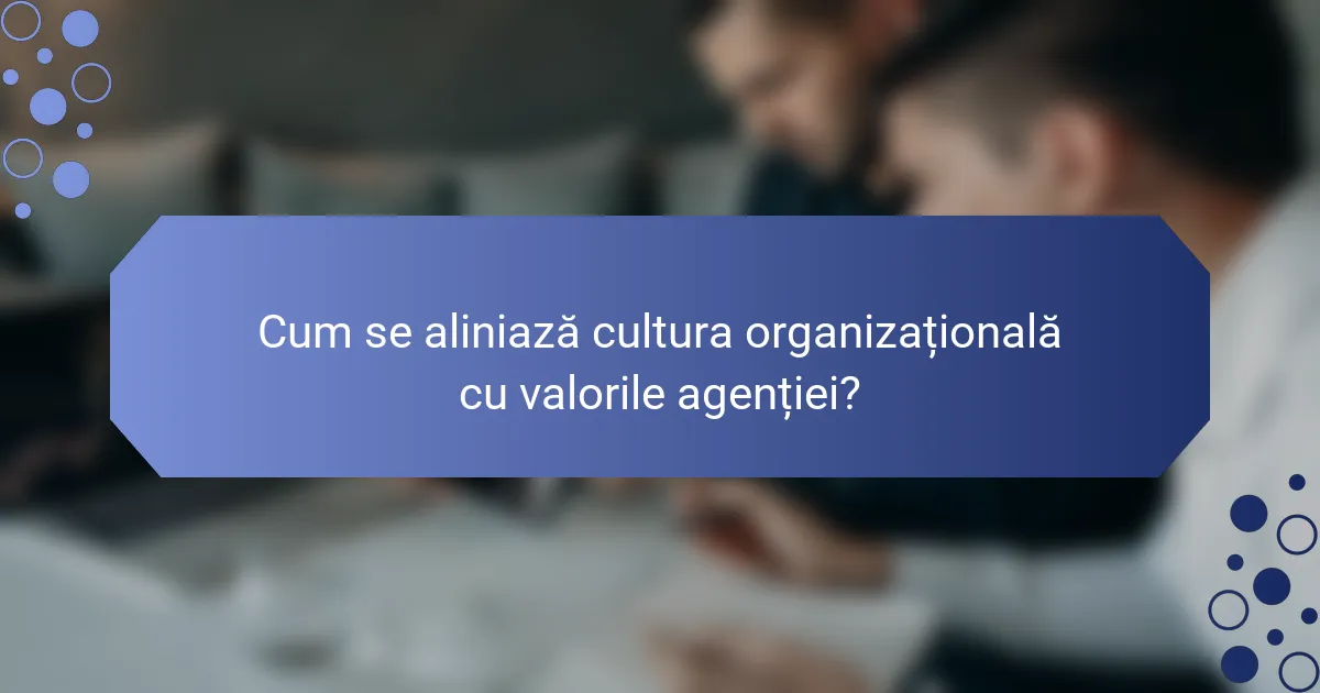 Cum se aliniază cultura organizațională cu valorile agenției?